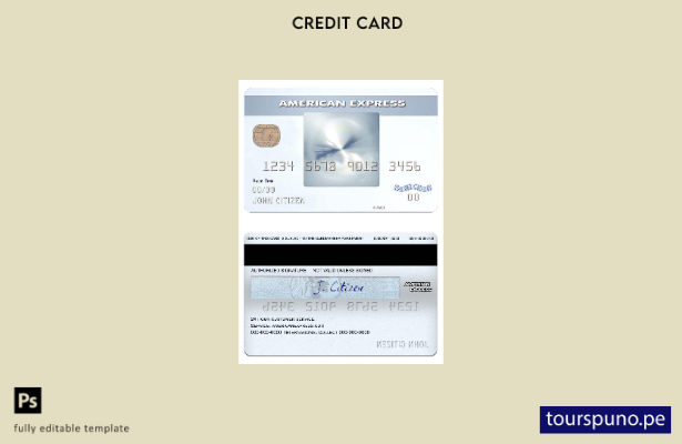 lista para imprimir plantilla de tarjeta de crédito amex daily® del banco CFSB d